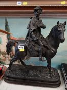 Spelter figure of horse & rider