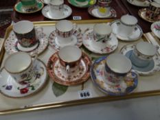 Eight various coffee cans & saucers including Wedgwood, Aynsley, Royal Worcester etc