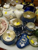 Parcel of Wedgwood blue & white Jasperware, lidded Aynsley ginger jar etc