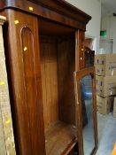 An Edwardian mahogany single mirror door wardrobe with single drawer base, 207 x 114 x 57cms