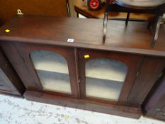 Small narrow vintage glazed wall mounted cabinet, 71 x 105 x 30cms