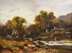 FRANZ HOEPFNER (German 19th Century) oil on canvas - two fishermen on a British river with nearby