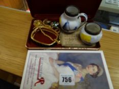 A hallmarked silver topped miniature Delft jug & bowl, Queen Elizabeth II 70th birthday