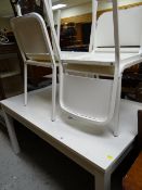 An IKEA Melltrop white extending dining table & four matching chairs