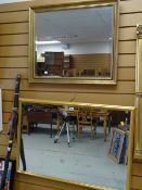Two modern gilt framed & bevelled wall mirrors
