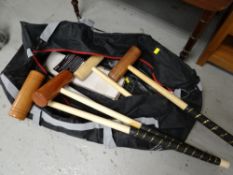 A modern bagged Uber croquet set