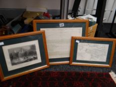 Three framed maritime themed etchings 'Nass Lighthouse', 'Milford Haven' 'Dock Yard & Quarantine