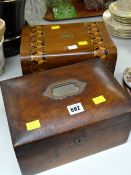 Two decorative boxes (one with brass carry handle)