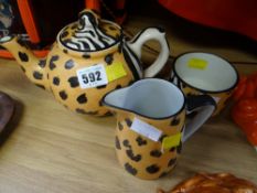 An African cheetah print teaset