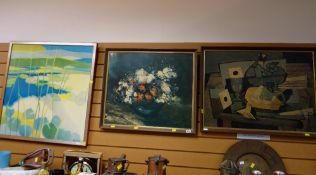 Three framed prints, one by G BRAQUE