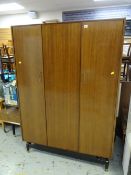 Good retro G-Plan wardrobe & headboard incorporating bedside tables, 171 x 102 x 55cms