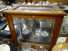 A vintage cased chemist's scales by Philip Harris & Co, Birmingham