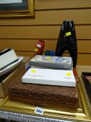 Boxed EPNS infant's cutlery sets, art glass etc