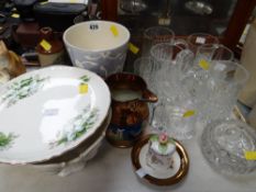 Parcel of various cut glass tankards, Royal Albert tazza, lustreware etc