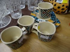Four Dorothy Hafner designed Rosenthal coffee cups & saucers