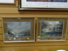 A pair of watercolours of a Welsh river & Welsh lake scene