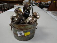 EPNS bottle holder & parcel of various EPNS items, egg cup, jug etc