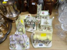 Seven Coalport cottage pastille burners
