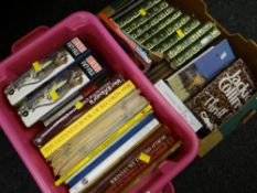 Two boxes of mainly hardback books relating to wildlife, Dickens etc