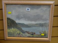 Framed oil on board of a yacht in sail at sea by CLAUDE KITTO