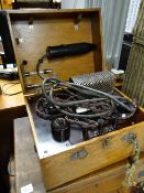 A vintage wooden cased electric shock medical treatment machine E/T