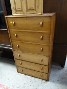 Vintage tall narrow six-drawer chest of drawers, 102 x 61 x 38cms