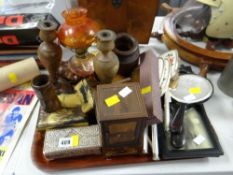 Tray of various collectables including dressing table brush & mirror sets, trinket boxes etc