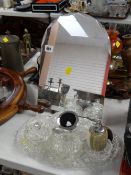 Small vintage toilet mirror, dressing table set etc