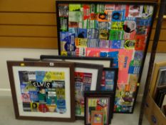 A collection of various framed crew backstage passes for bands & singers