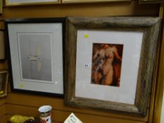 A framed limited edition (587/600) print of a sailing boat, signed, together with a framed print