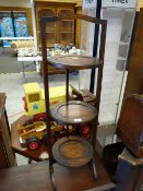 A vintage oak folding three-tier cake stand (sold in aid of Cancer Research Wales)