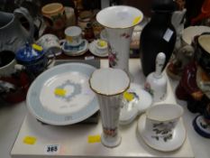 Boxed Aynsley plate, Royal Crown Derby bud vase, Worcester vase etc