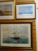 Framed signed print by E D WALKER 'The Titanic Leaving Southampton' together with a signed limited