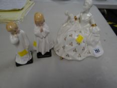 Royal Doulton figure 'Antoinette' & Doulton child figures 'Darling' & 'Bedtime'