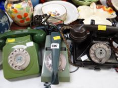 Three vintage telephones E/T