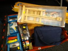 Crate of artist's equipment & paint including easel's, paint boxes etc