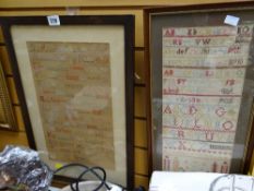 Two framed samplers 'The Lord's Prayer' & 'The Alphabet'