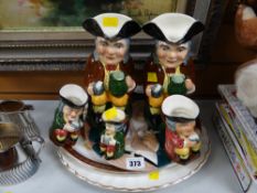 Five various Toby Jugs & related plates