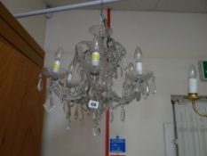 Decorative six-branch glass chandelier
