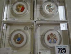 A set of four 2017 silver proof 50p coins issues by the Royal Mint