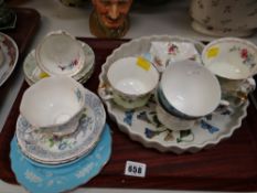 Portmeirion 'Botanic Garden' flan dish, parcel of various Royal Albert teaware, Shelley pin dishes