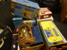 Various boxed TV programme themed novelty teapots, boxed Diecast vehicles