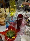 Collection of various coloured glass including Caithness