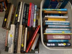 Two crates of various hardback books, gardening, royalty etc