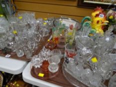 Two trays of various glassware including drinking glasses, vases etc