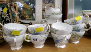 A Queen Anne china floral decorated teaset