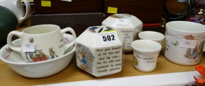 A parcel of Wedgwood Peter Rabbit children's breakfast ware & money boxes