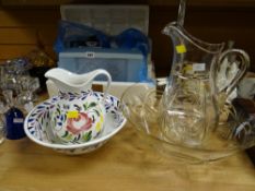 A Portmeirion Welsh dresser, jug & bowl together with a cut glass jug & bowl set