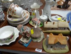 Tray of mixed china including Liliput Lane cottages etc