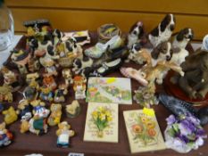 Tray of various resin figures, dogs, teddies etc